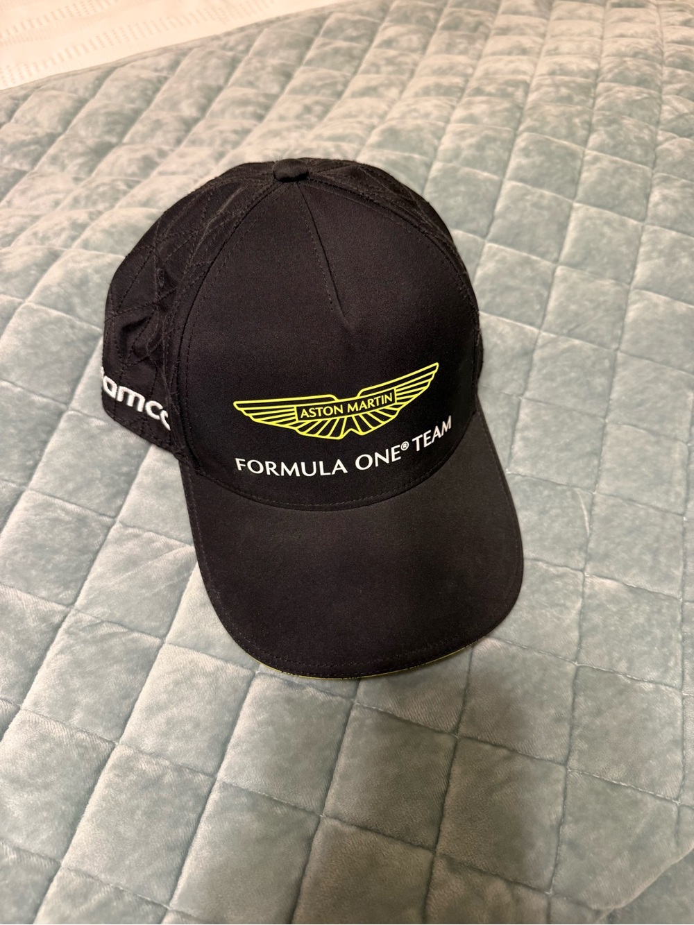 Boss Black Aston Martin Formula One Team Cap with Yellow Logo